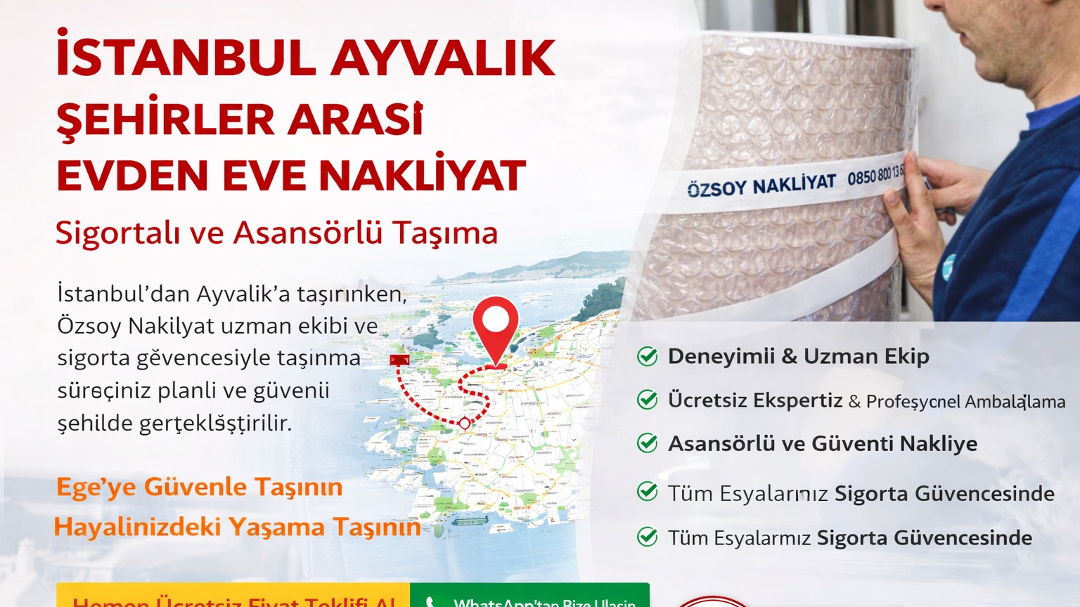 İstanbul Ayvalık güvenli nakliyat hizmeti