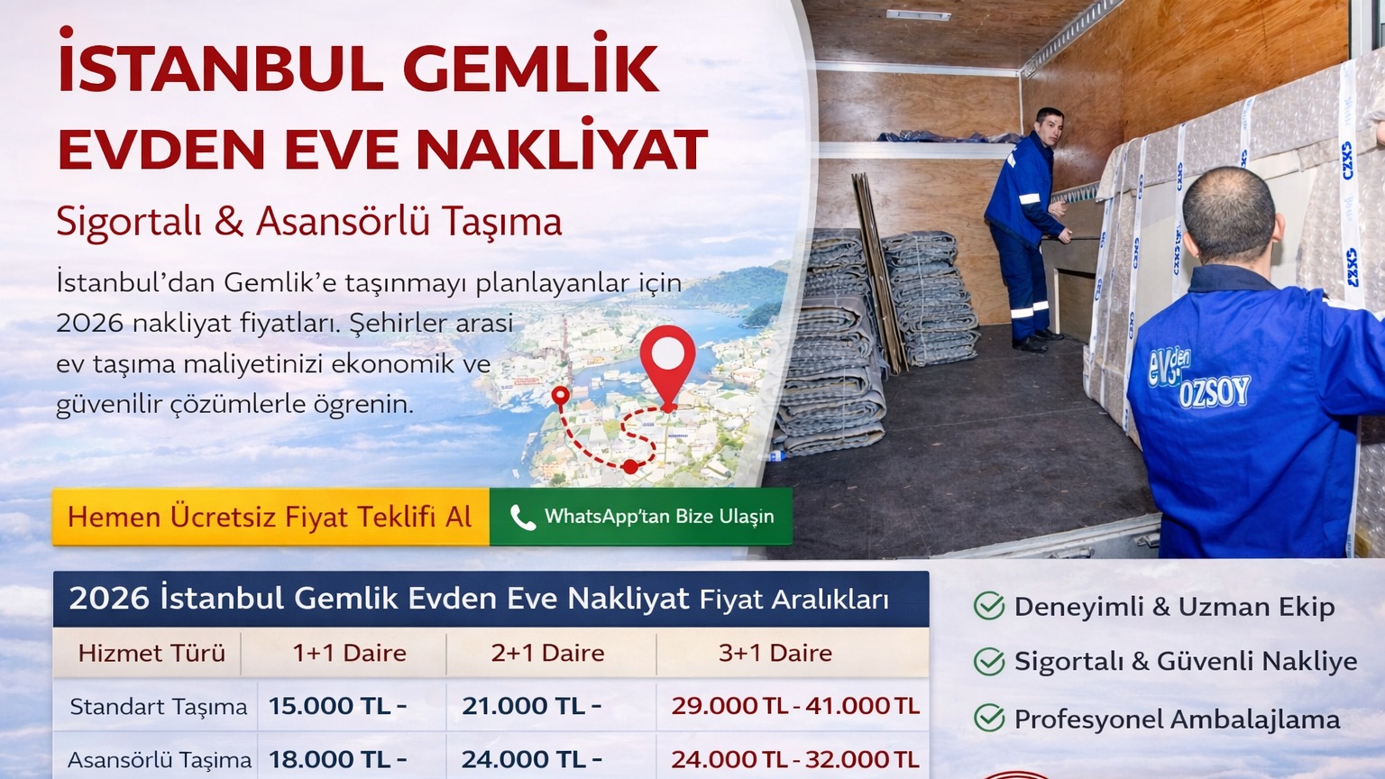 İstanbul Gemlik evden eve nakliyat 2026