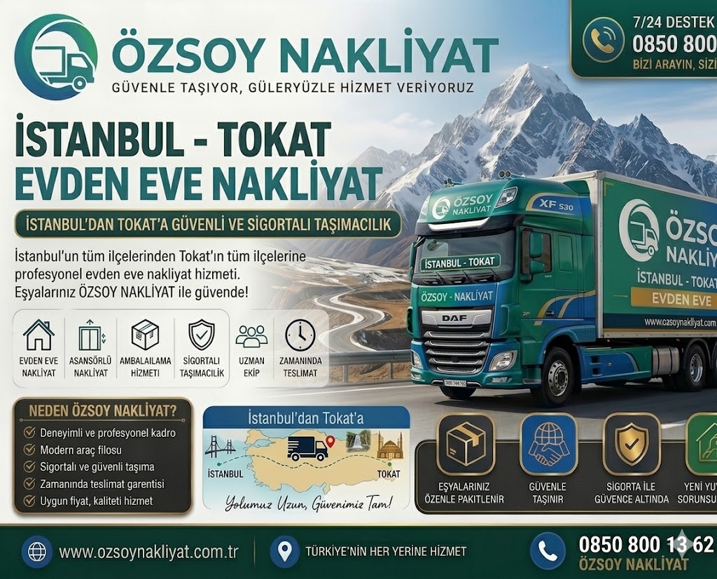 İstanbul Tokat Evden Eve Nakliyat